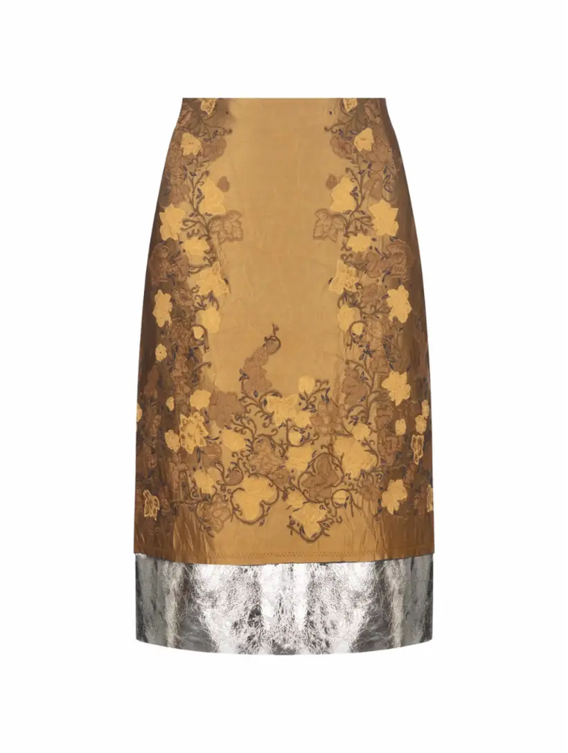 

Комбинированная жаккардовая юбка Dries Van Noten, золотистый