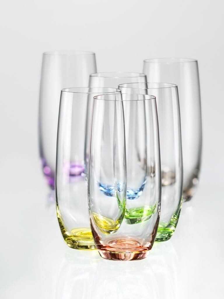 

Стаканы для коктейлей, сока, воды, Bohemia Rainbow, 350 мл, разноцветные кристаллы, набор из 6 шт Crystalex, синий