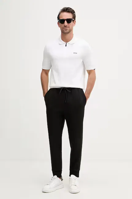 Спортивные штаны из хлопка с эластаном jogger BOSS Green, черный — фото 2