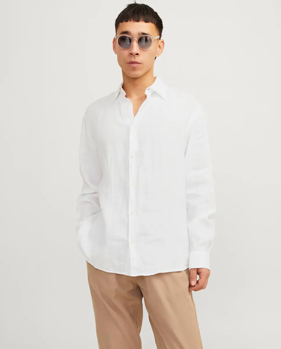 

Простая мужская рубашка с длинными рукавами Jack & Jones, белый