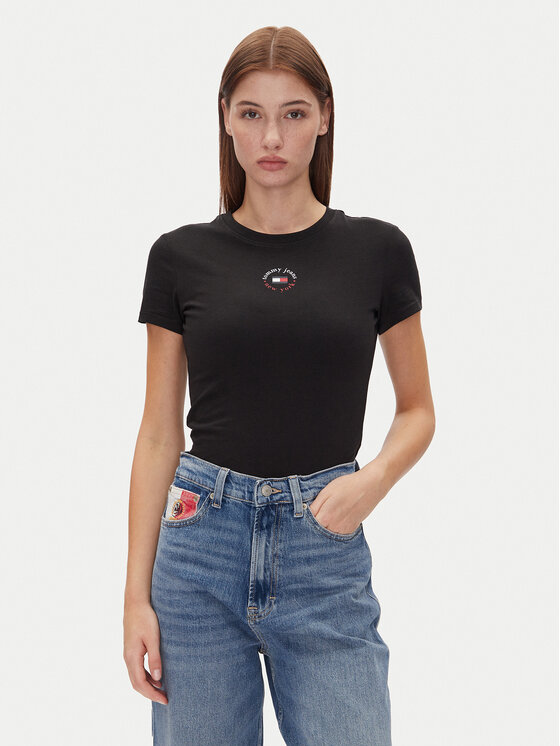 

Футболка обычного кроя Tjw Slim Essential Logo 2 Tee DW0DW20316 Tommy Jeans, черный