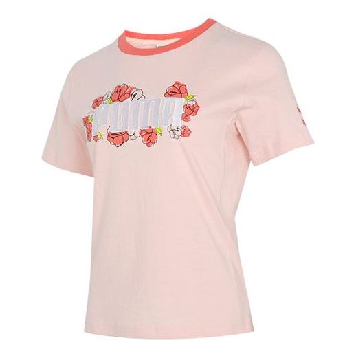 

Футболка (WMNS) PUMA Logo Printing Round-neck Pink 532042-27