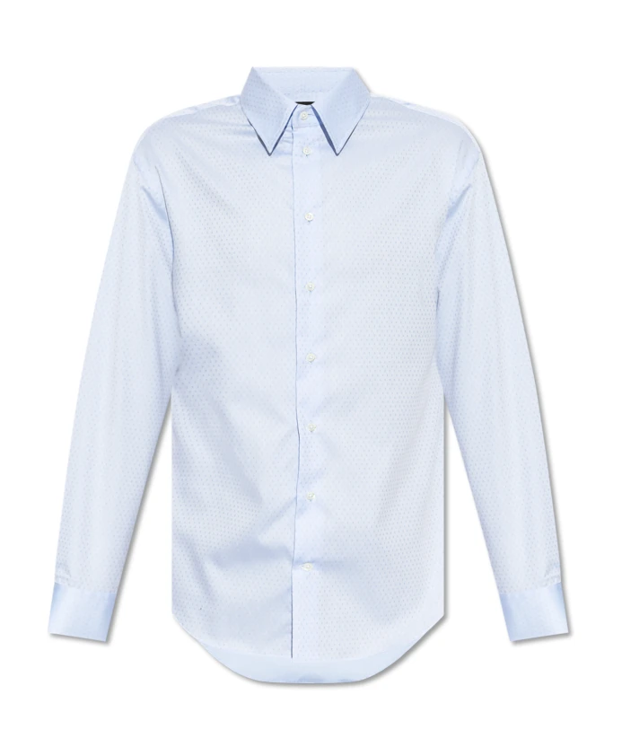 

Хлопковая рубашка с жаккардовым узором Emporio Armani, синий