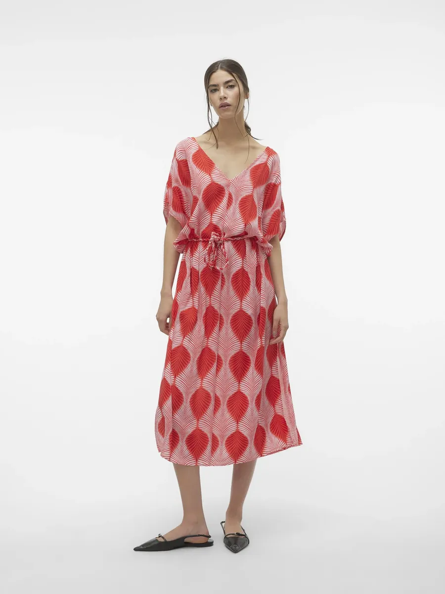 

Летнее платье Vero Moda "VMTULA OLGA SS 7/8 DRESS WVN GA", цвет Goji Berry Aop:Olga
