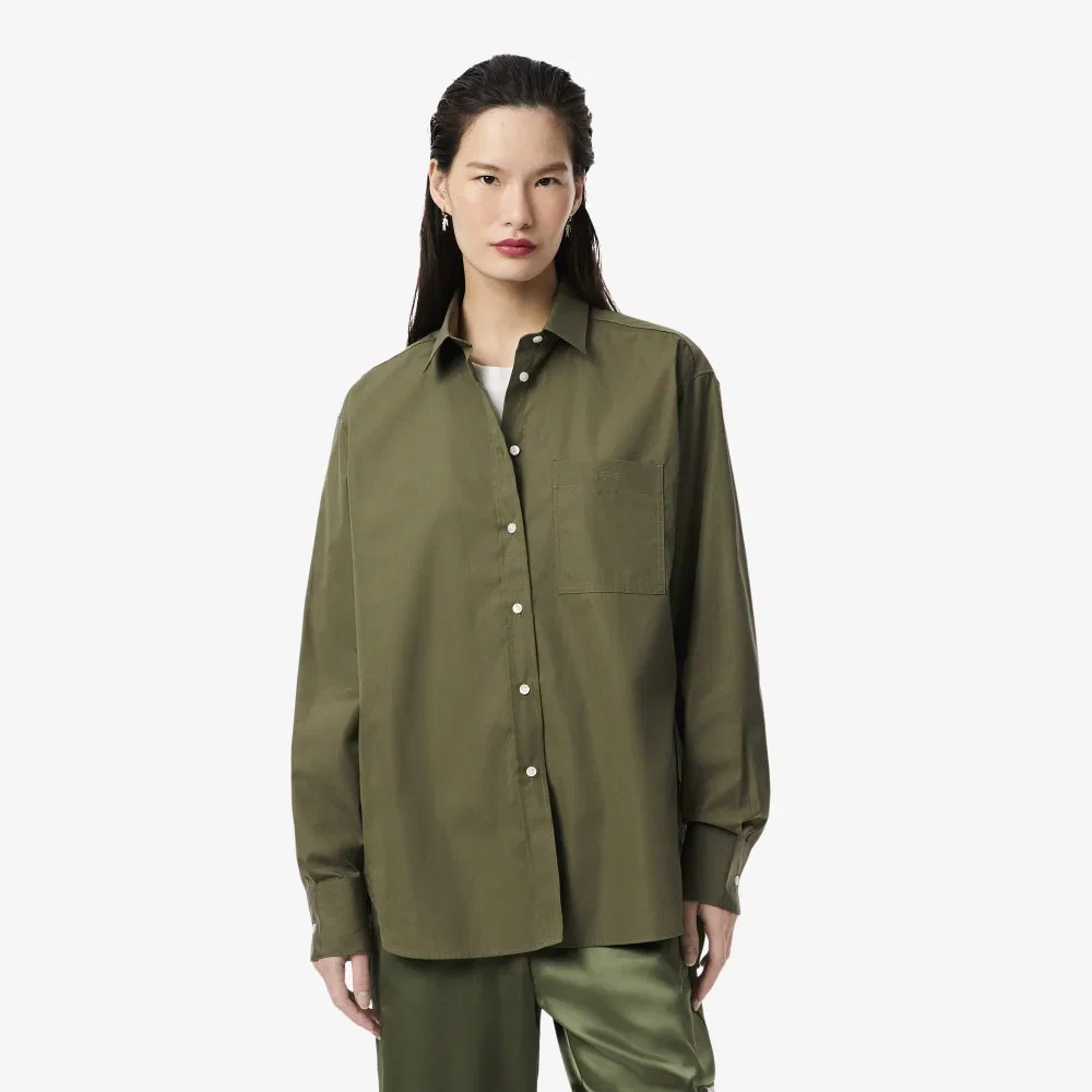 Рубашка Lacoste Поплиновая Оверсайз, Хаки