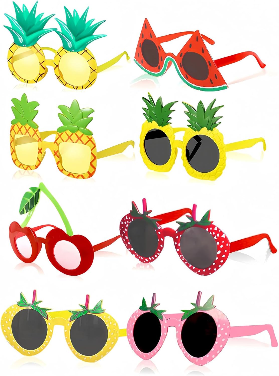 

8 штук очков с фруктовым рисунком для вечеринки в стиле гавайского луау. Забавные солнцезащитные очки, реквизит для вечеринки в гавайском пляжном стиле HIPIHOM, As Shown