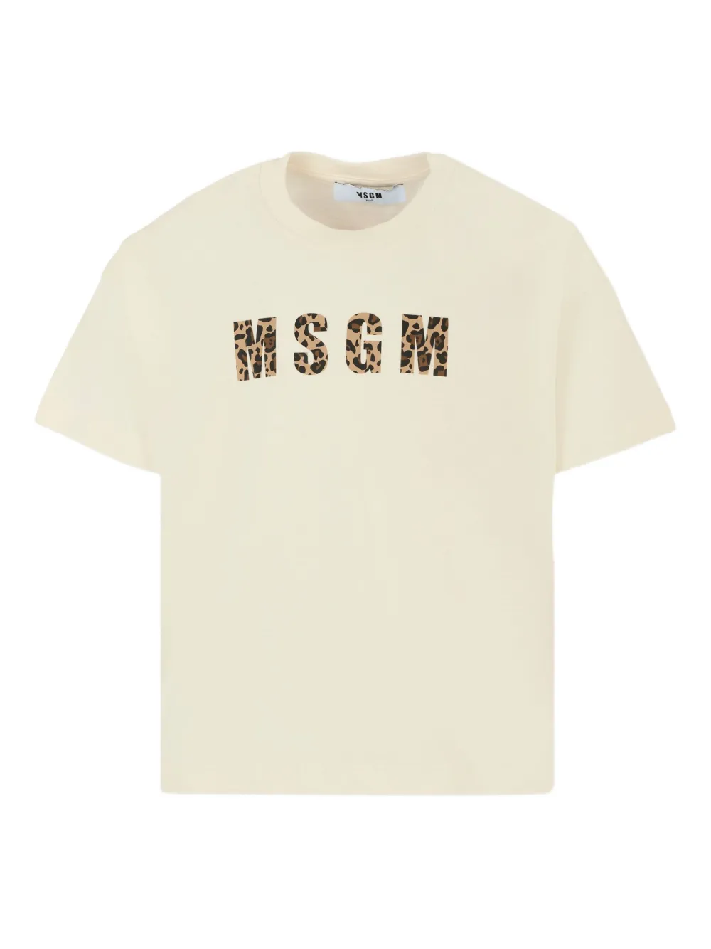 

Футболка с логотипом и леопардовым принтом MSGM Kids, белый