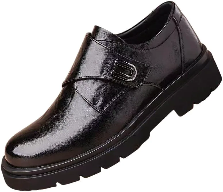 Men's Casual Leather Shoes - Comfortable for Daily use, Commuting, Outdoor Activities, and Gatherings Fusecottc, черный