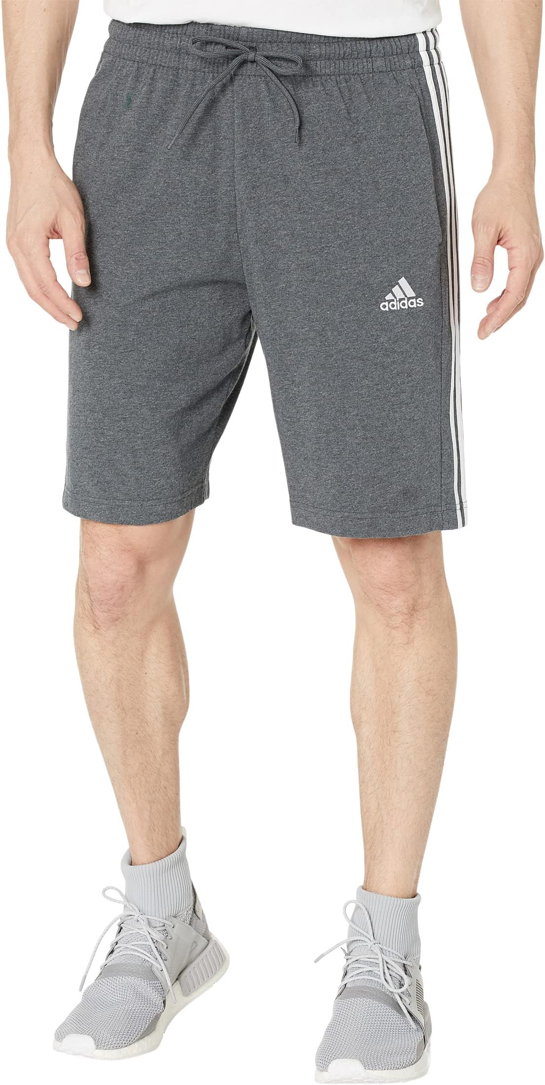 

Шорты adidas Essentials 3-Stripes Single Jersey Shorts, цвет Dark Grey Heather/White