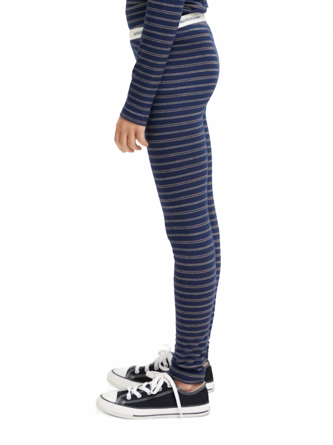 Детские полосатые блестящие леггинсы в синем цвете SCOTCH & SODA — фото 3