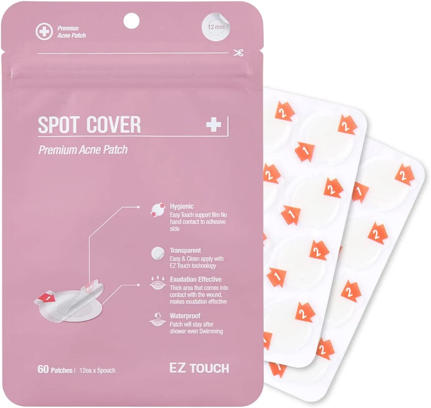 Патчи для кожи Easy Touch EZT02-POT_60, 12 мм, 60 шт, NASCOR