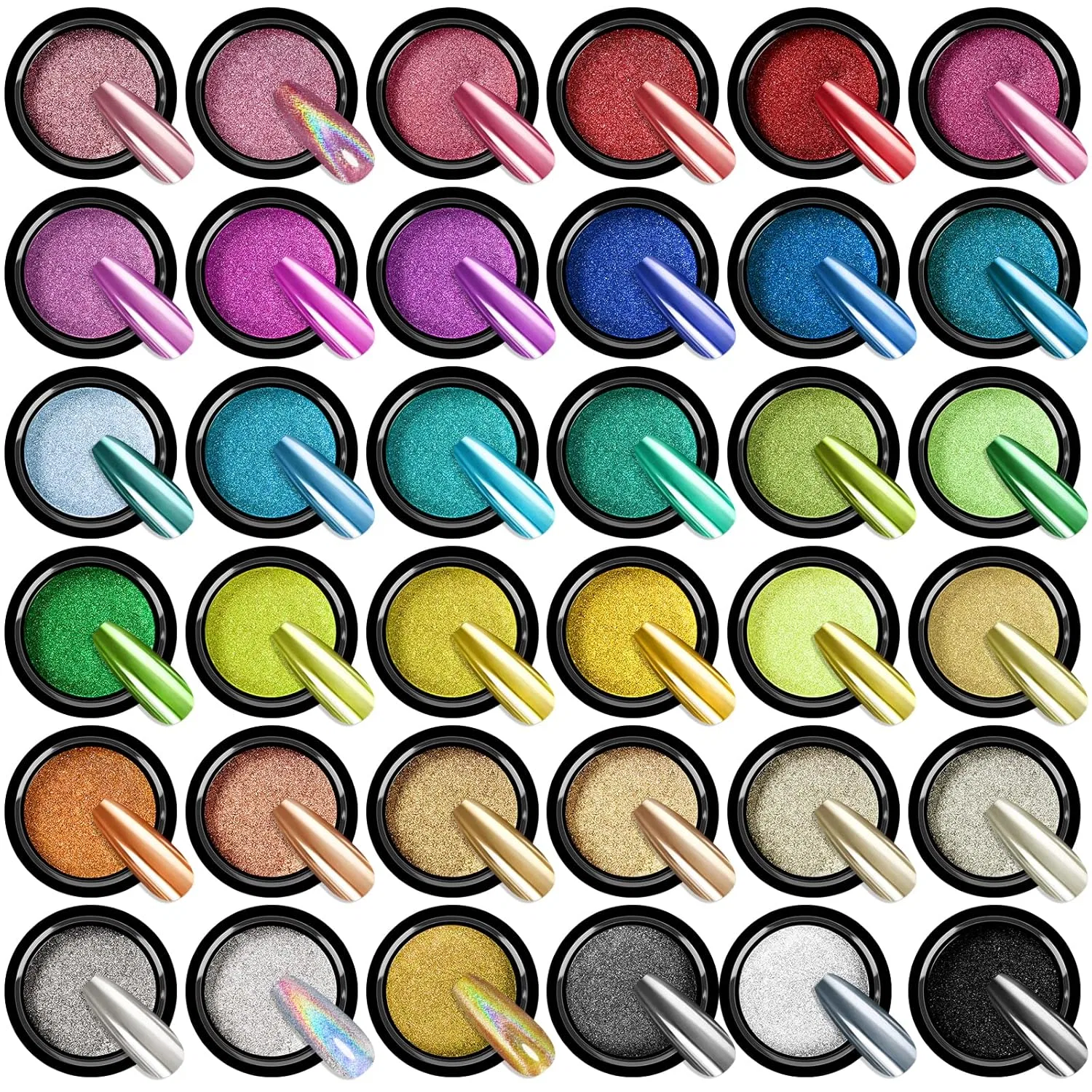 Набор хромовой пудры для ногтей Saviland Chrome Nail Powder Set, 36 цветов Saviland, Chrome Powder For Nails Kit 4