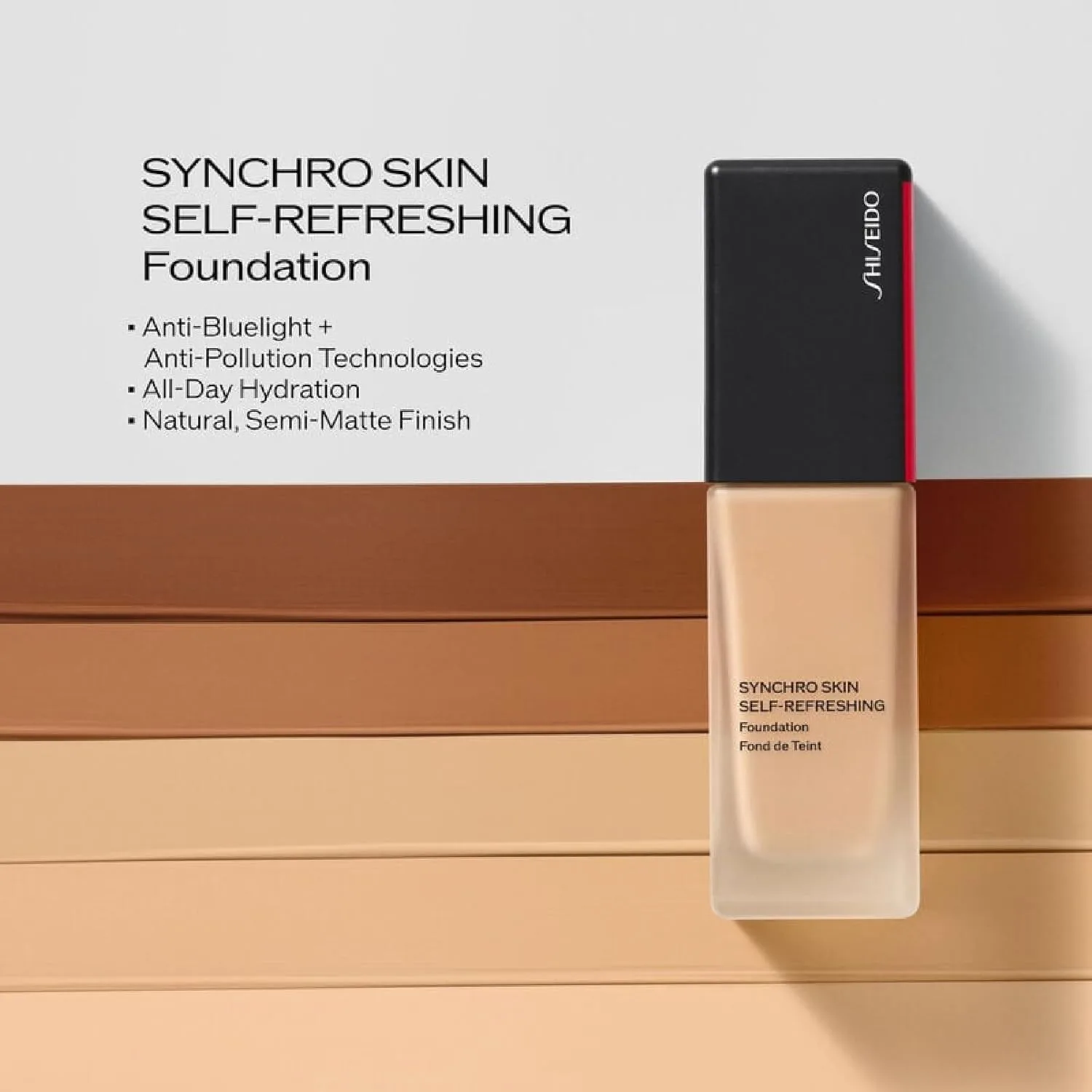 Shiseido Synchro Skin Self-Refreshing Foundation SPF 30, Opal 130, тональный крем среднего и полного покрытия, естественное сияние, 24 часа стойкости, водостойкий, некомедогенный, 30 мл, 130 - Opal — фото 4