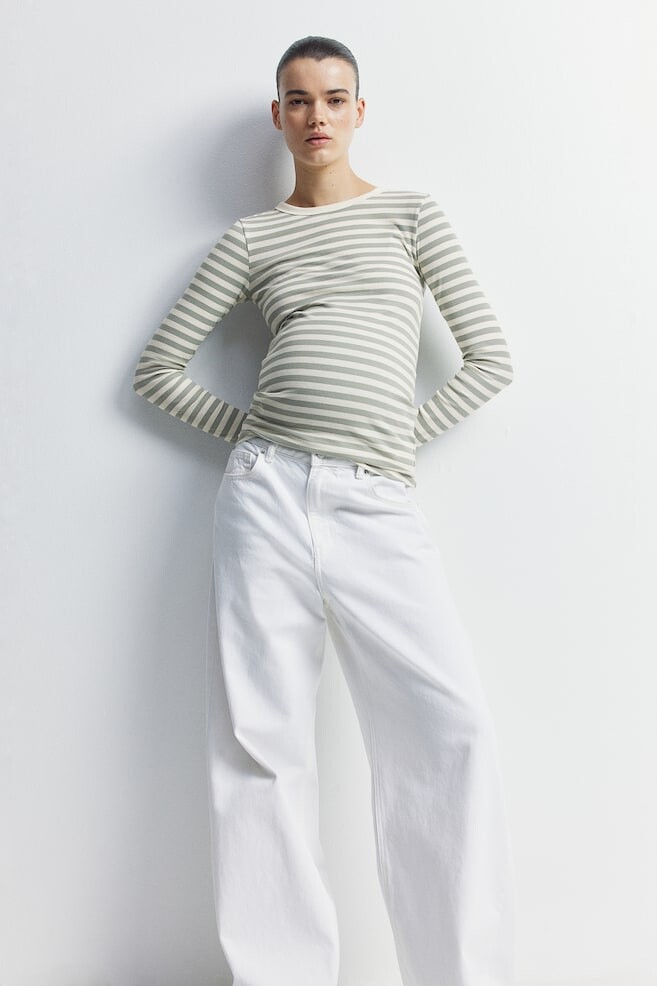 

Рубашка из джерси в рубчик mama H&M, зеленый