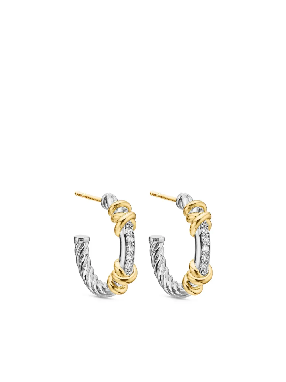 

Серьги-кольца Petite Helena Wrap из желтого золота и серебра с бриллиантами David Yurman, серебяный