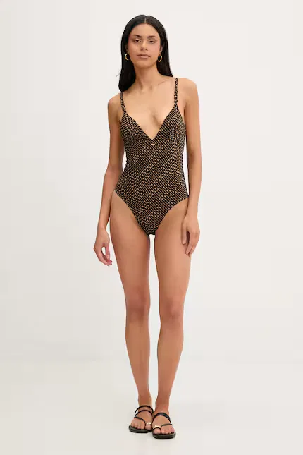 Купальник цельный с абстрактным узором SWIMSUIT_PEARL BOSS, черный