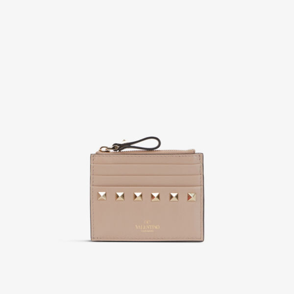 

Кожаный визитница Rockstud Valentino Garavani, цвет poudre