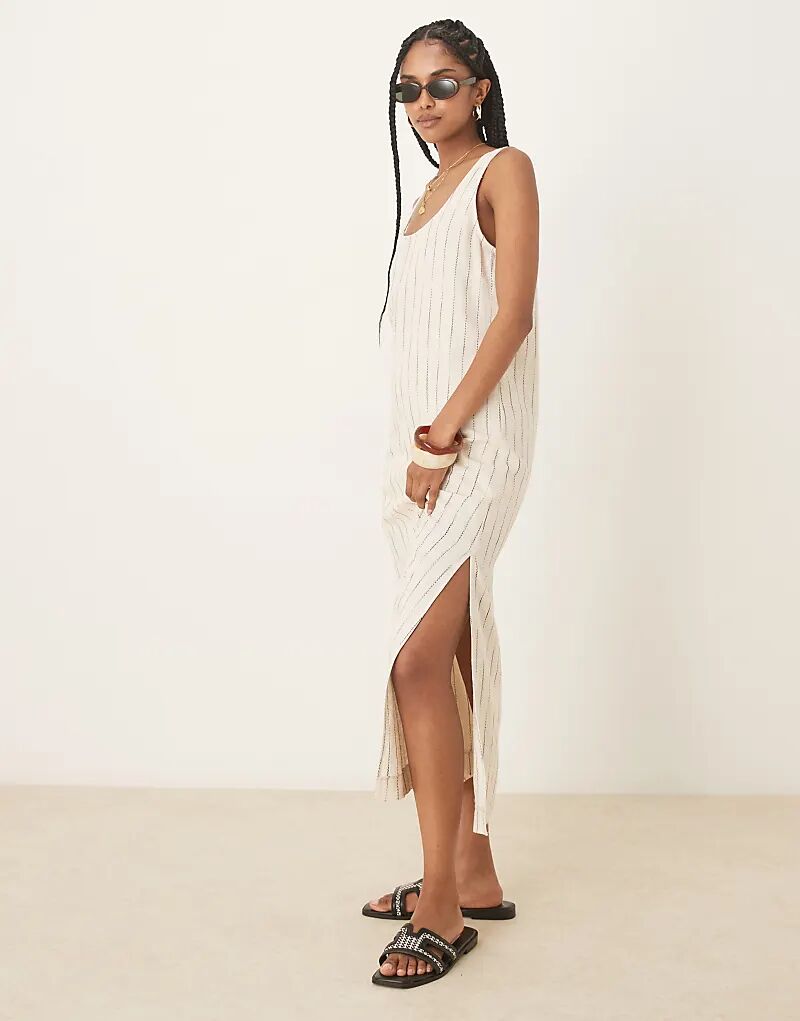 

Платье миди ASOS DESIGN с круглым вырезом из натурального волнистого льна