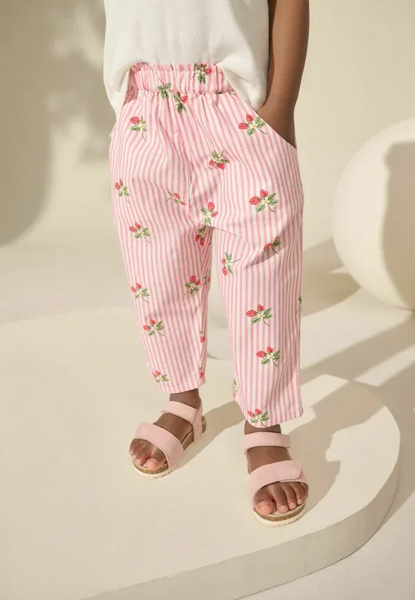 Брюки Regular fit pull on Next, розовый принт клубника — фото 4