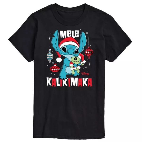 

Мужская футболка с рисунком Lilo & Stitch mele kalikmaka Disney, черный