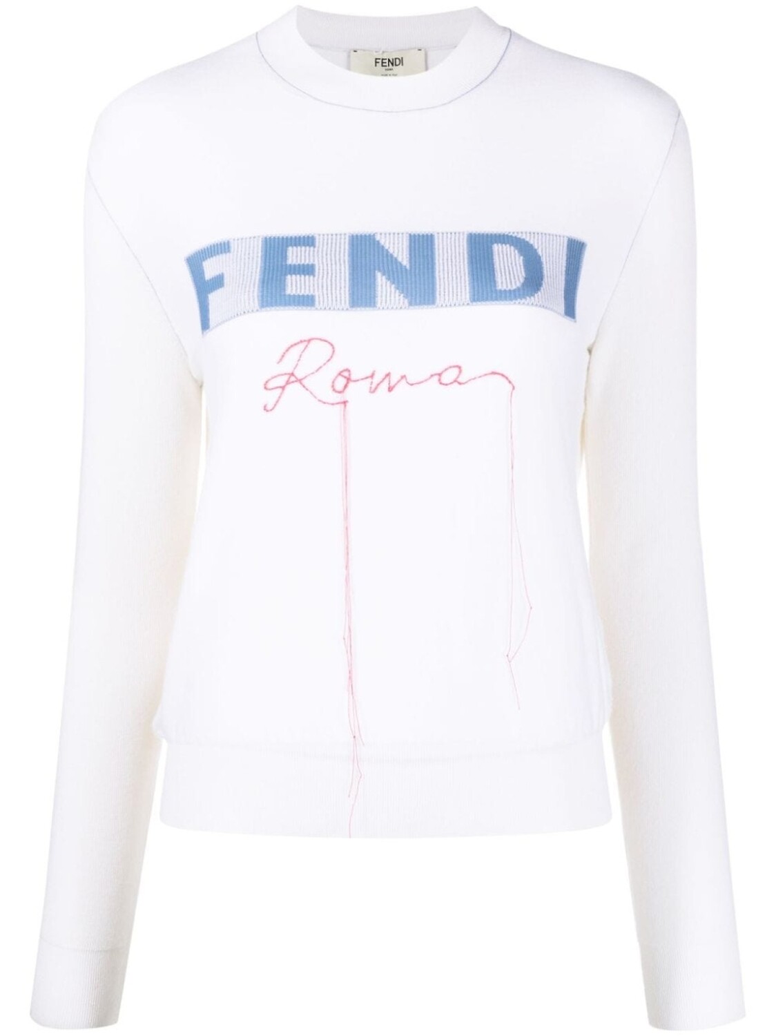 

FENDI джемпер в рубчик с нашивкой-логотипом, белый