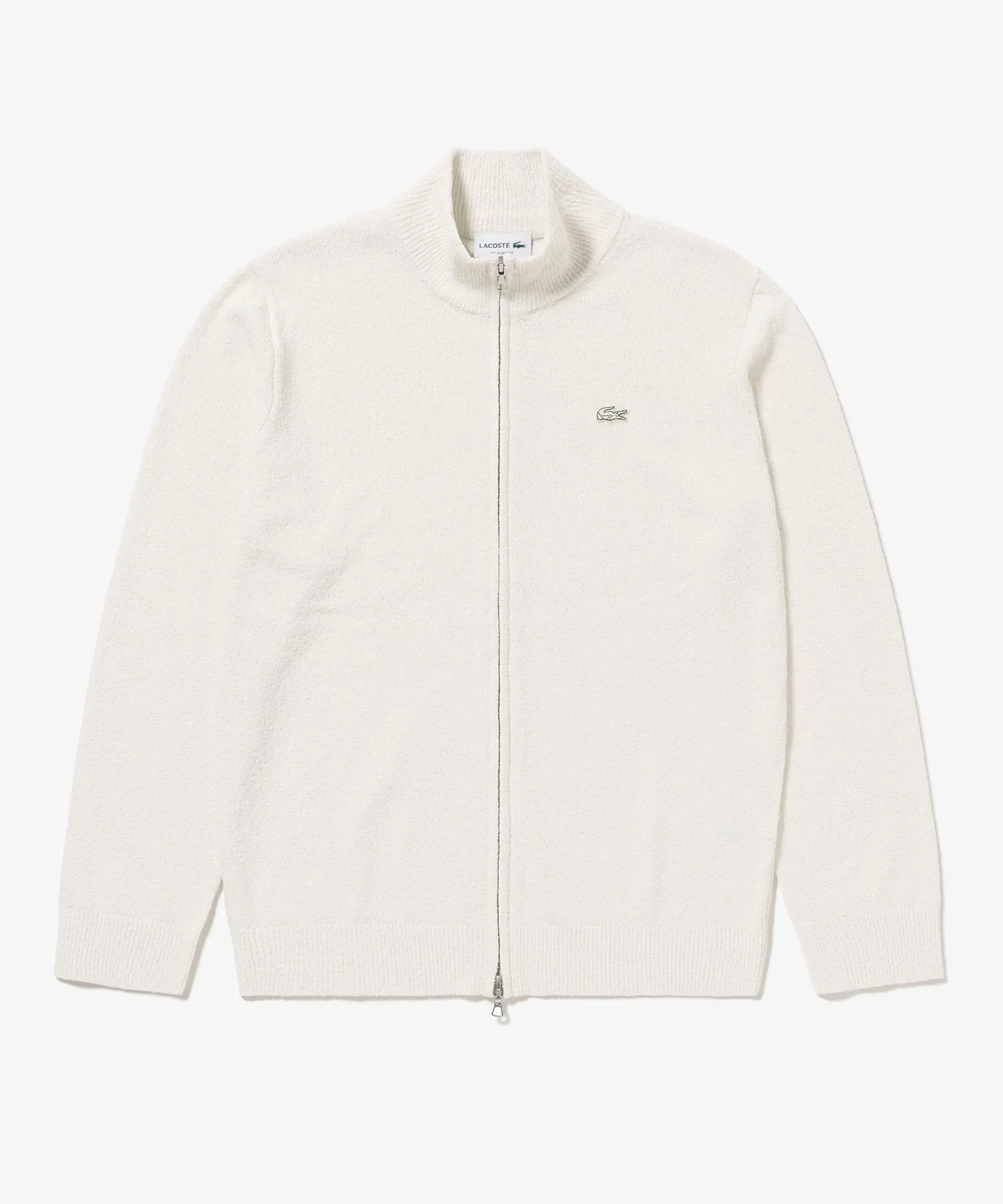 Вязаный кардиган из букле с застежкой-молнией LACOSTE, Off white — фото 4