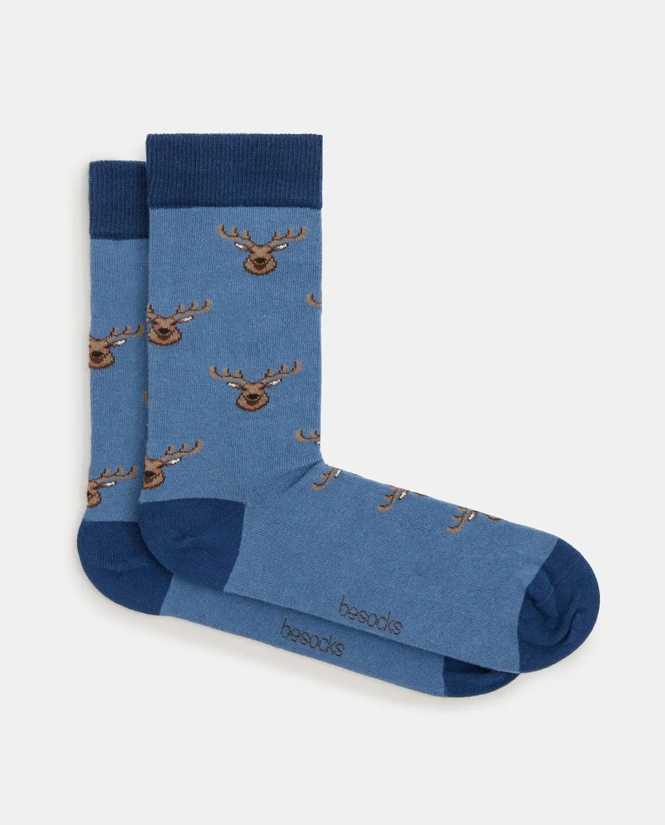 

Высокие унисекс носки из органического хлопка синего цвета Besocks, синий