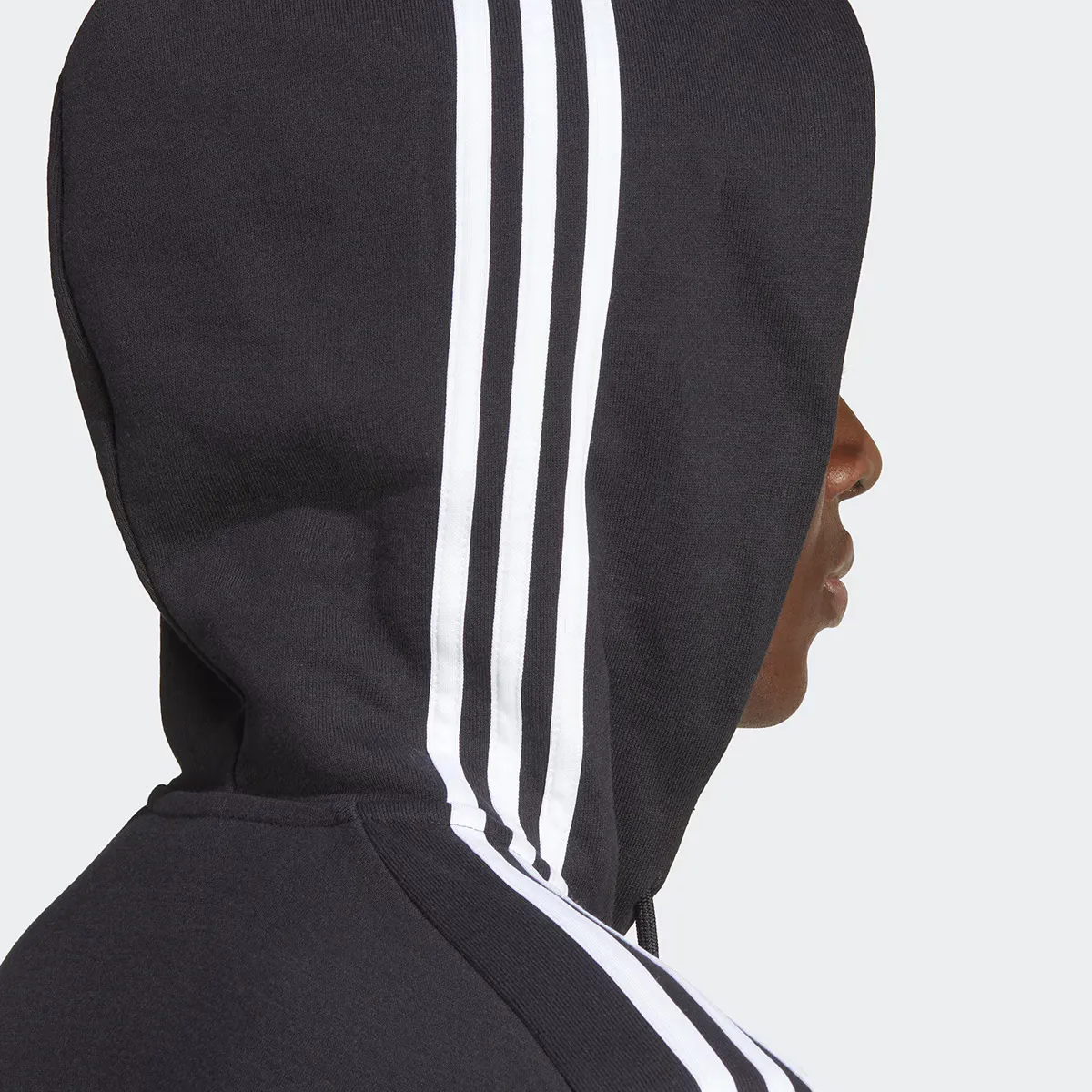 Мужская Essentials Французская махровая куртка в 3 полоски Adidas, чёрный — фото 4