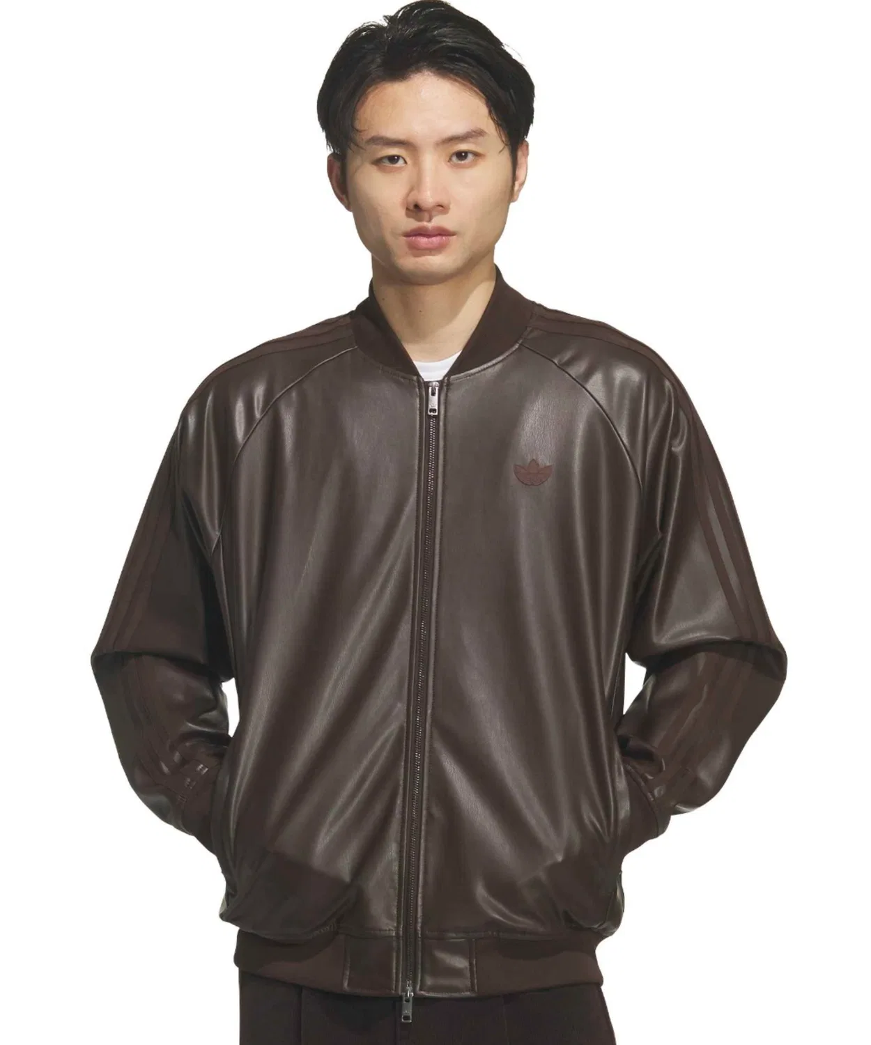 Куртка adidas Superstar PLEATHER Track Top, коричневый — фото 2