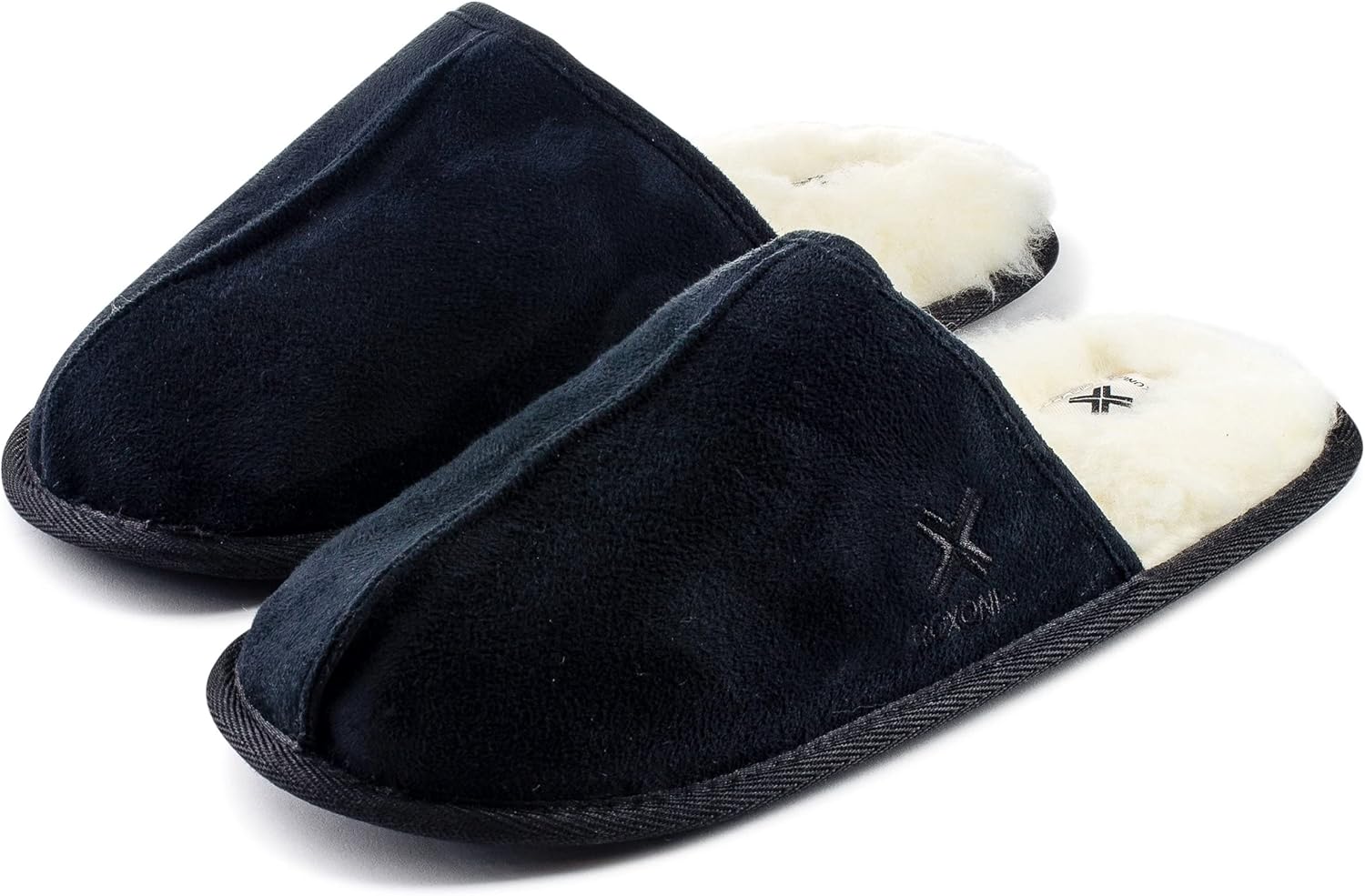 

Домашние тапочки Roxoni для мужчин с замшевой поверхностью и подкладкой из искусственной овчины, черный