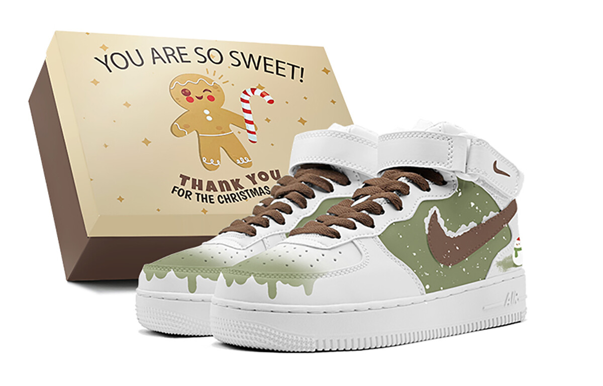 

Кроссовки Nike Air Force 1 Skateboarding Shoes Men Mid-top White, зеленый