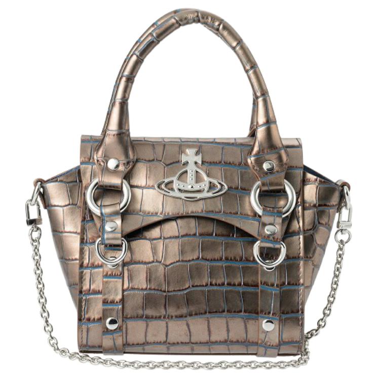

Vivienne Westwood Кожаная мини-сумка через плечо с одним ремнём для женщин серебро золото