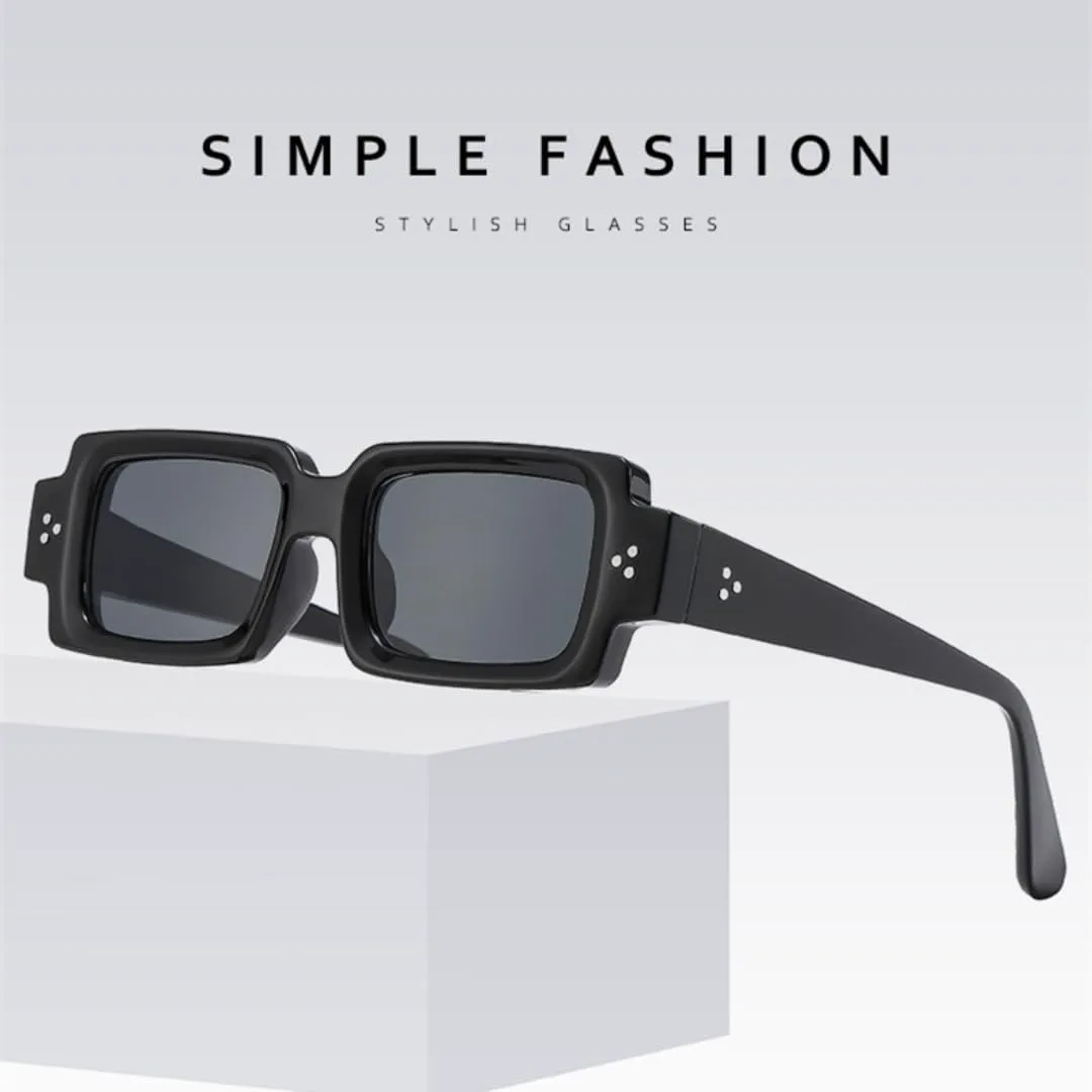 

Ретро квадратные солнцезащитные очки для женщин и мужчин, защита от УФ-излучения UV400, модные заклепки, прямоугольные, прозрачные, с градиентом UATXTAU, Tea