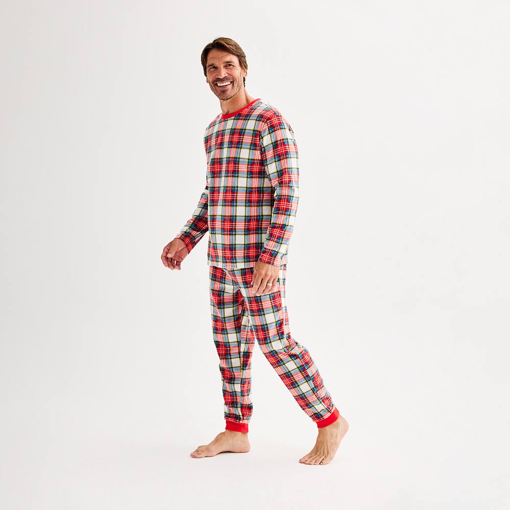 

Мужские брюки Jammies For Your Families Пижамный верх Jingle Bell Rock и пижамные штаны Jogger Cuddl Duds, цвет Holiday Plaid