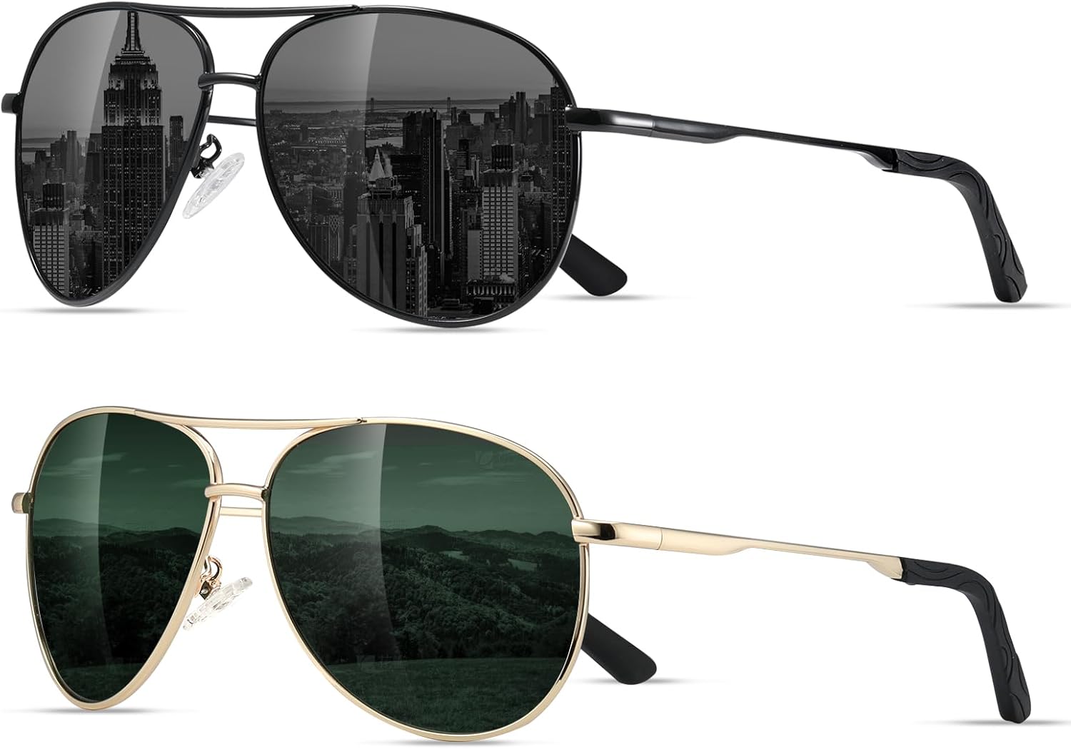 

Поляризованные солнцезащитные очки-авиаторы Eiuizah для мужчин и женщин — классические солнцезащитные очки для вождения, рыбалки и защиты от УФ-излучения, B2(2 Pack) Black/Blackish Green