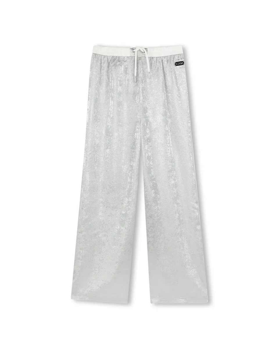 

Брюки для девочек с эластичным поясом и кулиской DKNY, серебряный