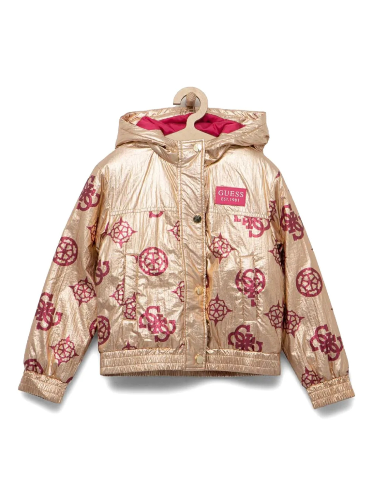 

Утепленная куртка с логотипом guess kids, золотой