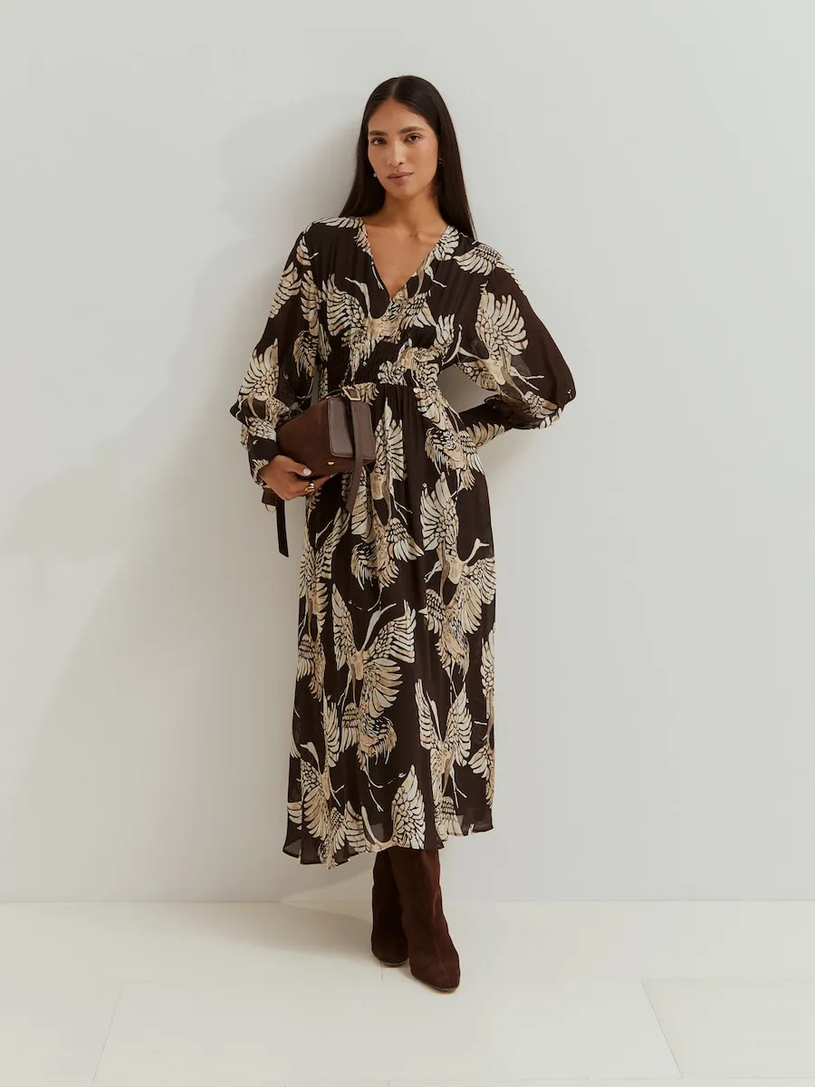 

Длинное платье с принтом и V-образным вырезом Lion of Porches, коричневый