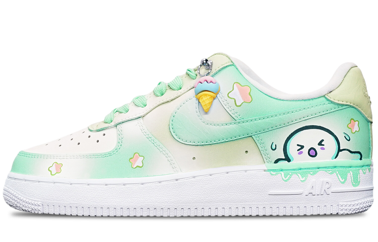 

Кроссовки Nike Air Force 1 Skateboard Shoes Women's Low-Top Green/Beige White
