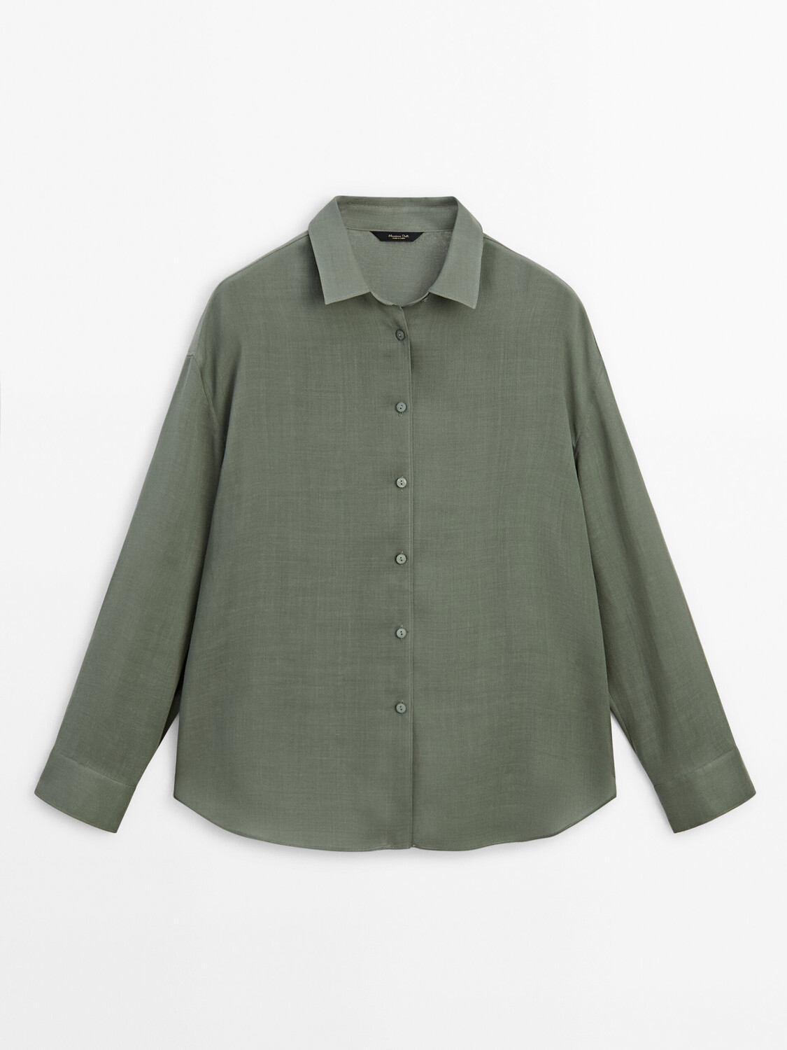 

Однотонная рубашка Ramie Blend Massimo Dutti, зеленый