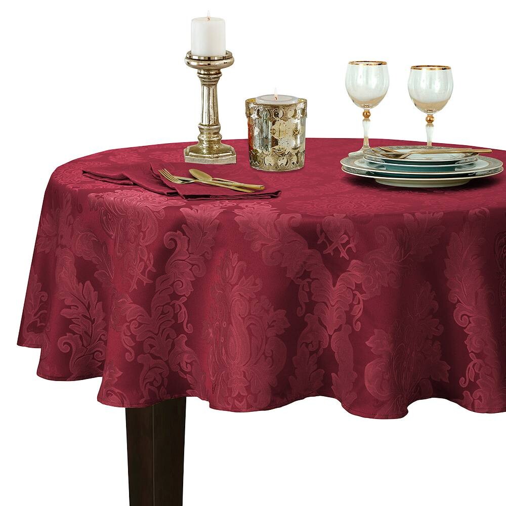 

Elrene Home Fashions Barcelona Жаккардовая круглая скатерть из дамасской ткани, цвет Burgundy