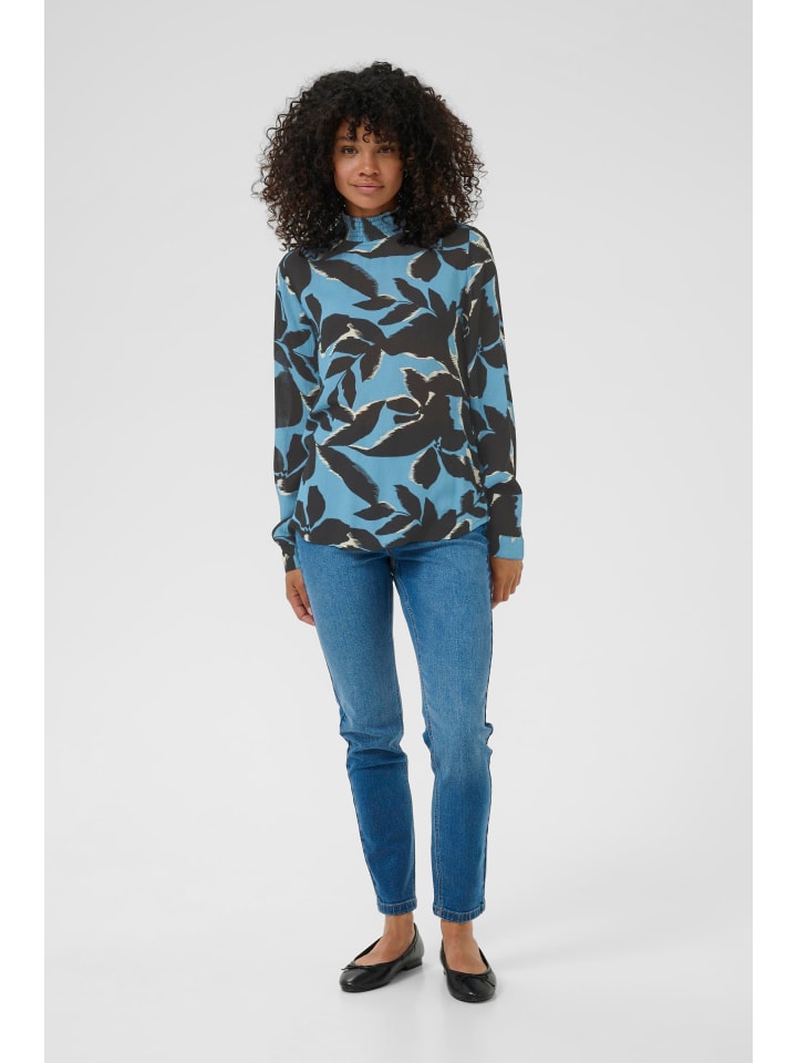 

Блузка KAamber с длинными рукавами, классический крой, цвет: синий с черным цветком Kaffe