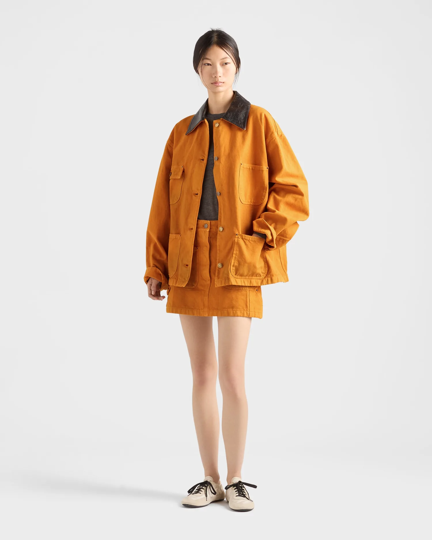 Мини-юбка из канваса Prada, оранжевый — фото 2
