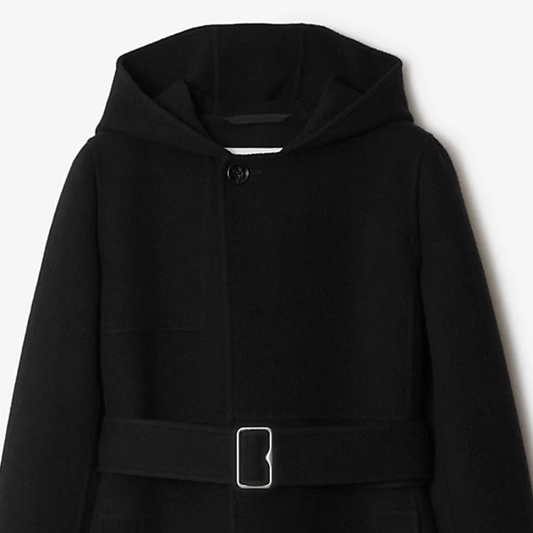 Пальто Burberry из шерсти и кашемира с капюшоном, черное — фото 4