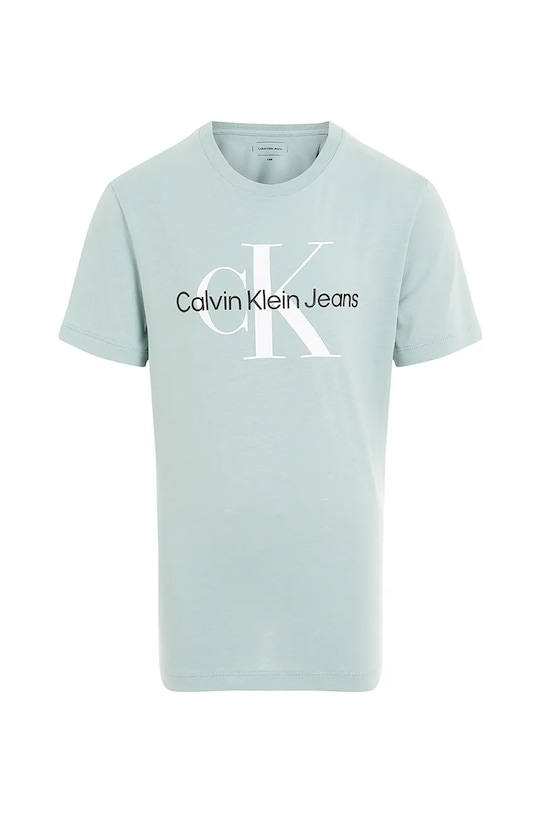 

Детская хлопковая футболка Calvin Klein Jeans, бирюзовый