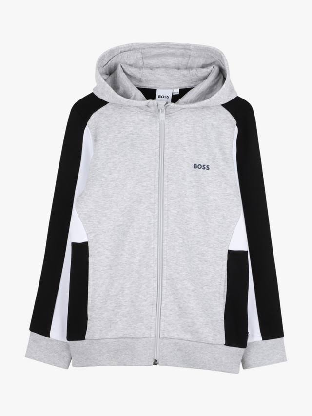 

Детская худи на молнии из хлопковой смеси HUGO BOSS, Chine Grey