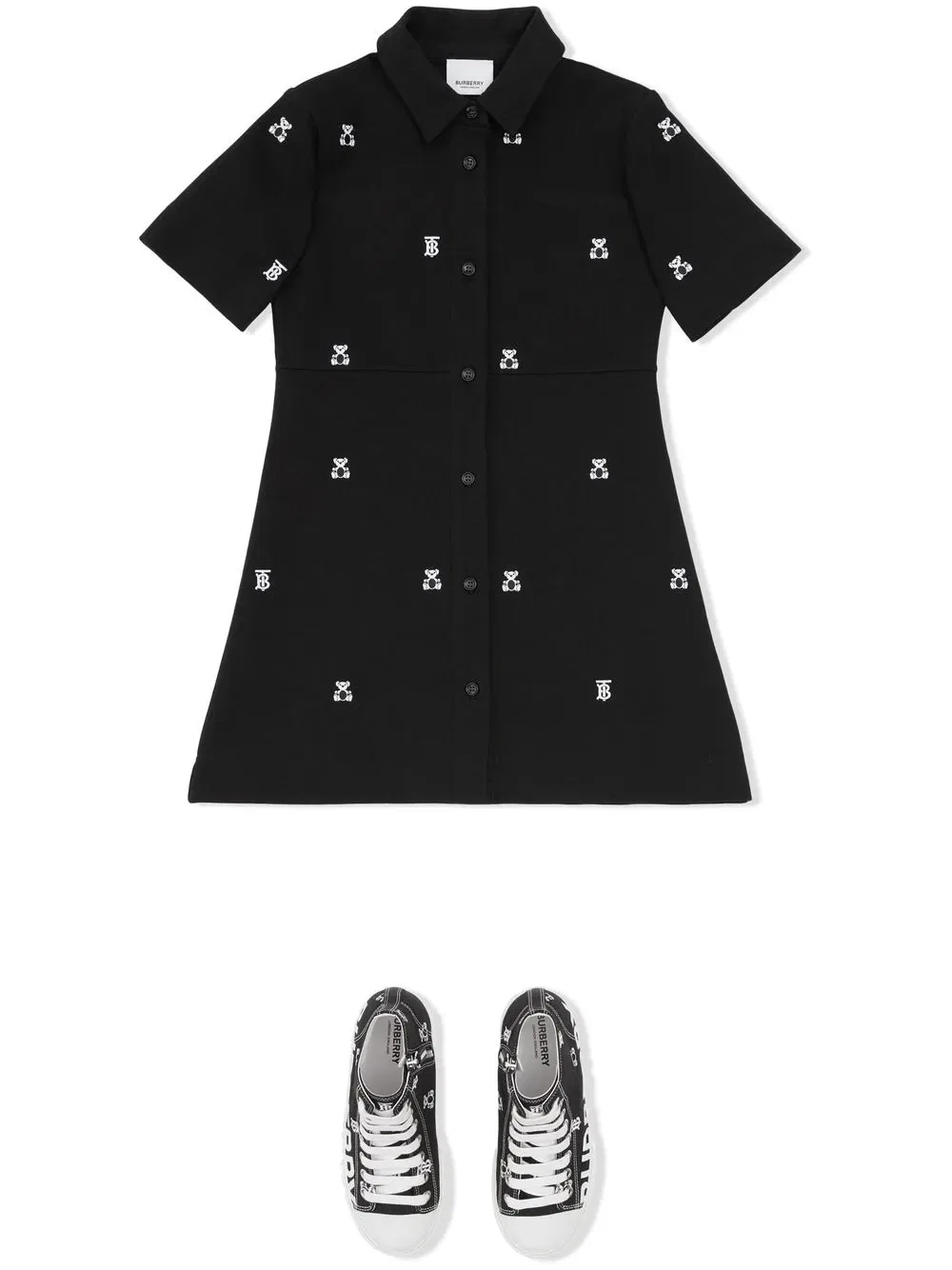 Платье-Рубашка с вышивкой в виде медведя Томаса Burberry Kids, черный — фото 2