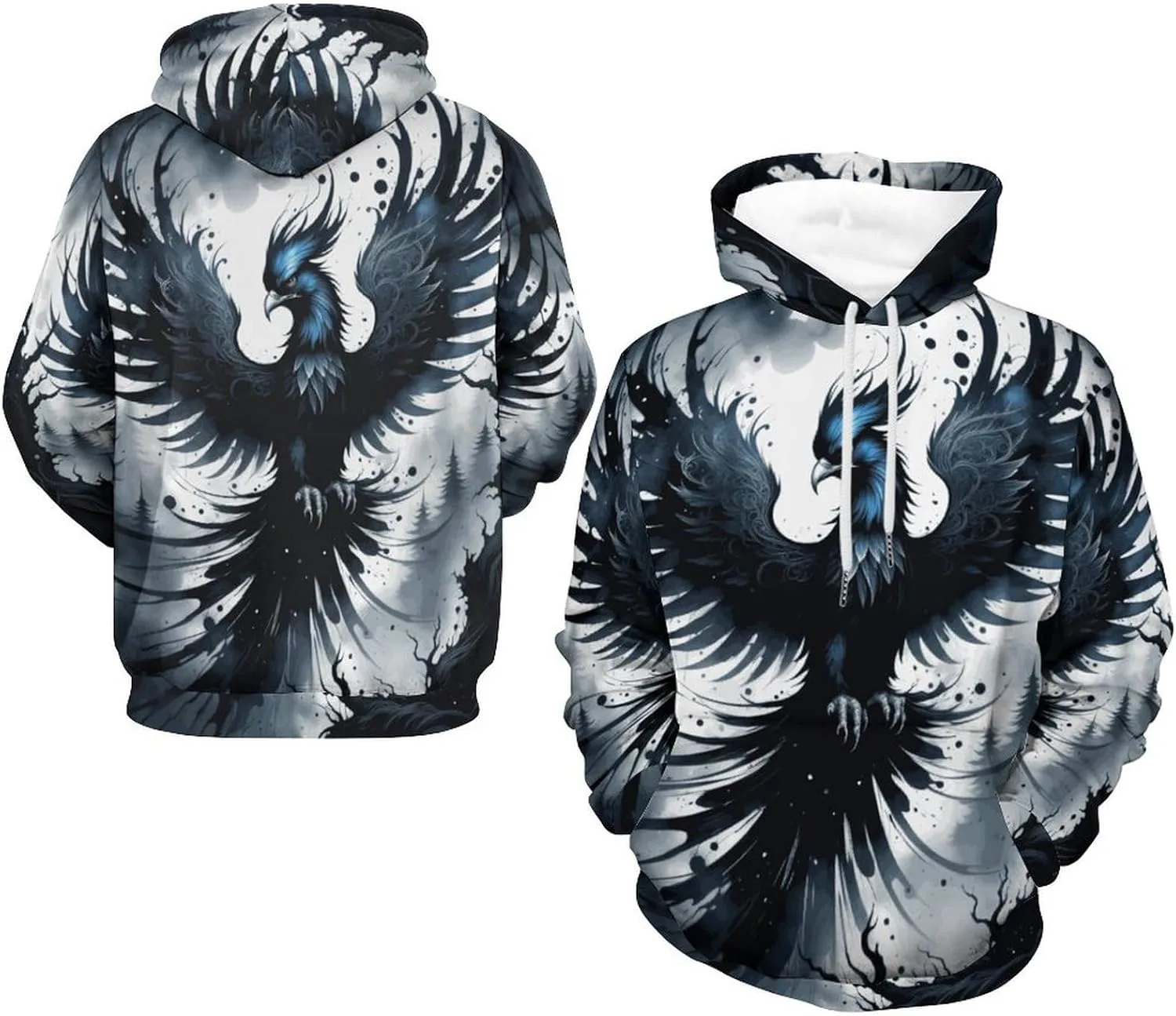 

Толстовка с капюшоном Zakqeik Unisex с принтом Lions и большими карманами