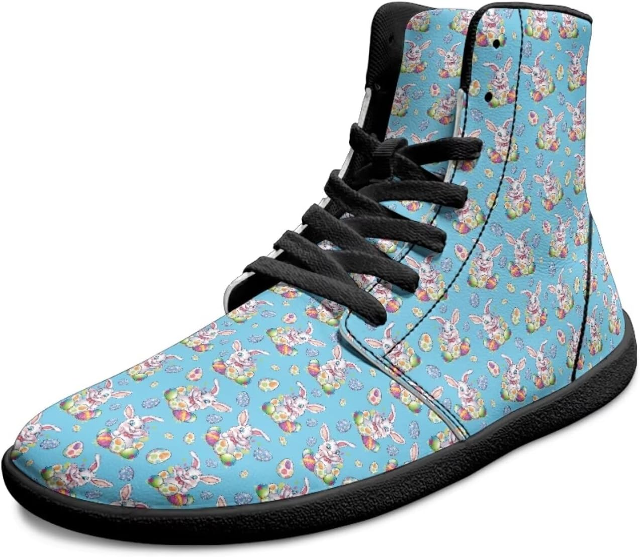 

Мужские высокие кроссовки босого типа из кожи, минималистичные для ходьбы, с шнуровкой, для трейлового бега, удобные с широкой носочной частью Chririnla, Easter Day Cute Bunny Colorful Egg