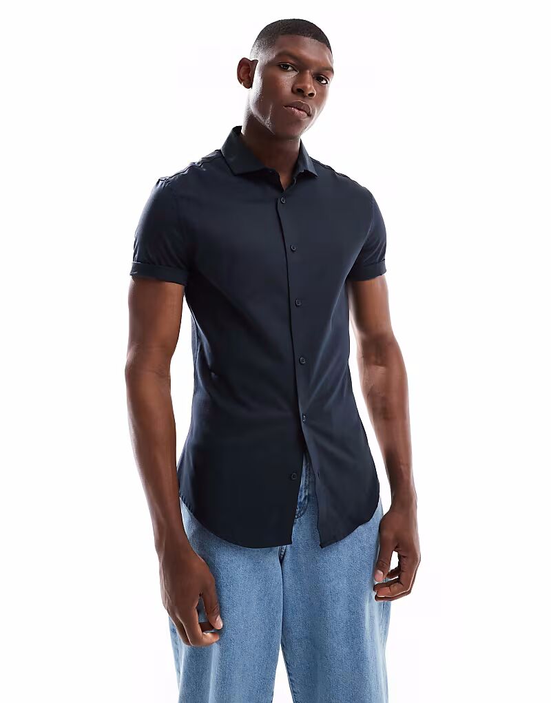 

Рубашка облегающего кроя Royal Oxford обычного черного цвета от ASOS DESIGN